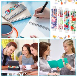 Crtiin 4 Pieces Adjustable Elastic Band Pen Holder, Pencil Holder, Pen Sleeve Pouch for Hardcover Journals, Notebooks for Back to School Christmas Gift, PU Leather 8-1.5 Inch(Blossom)