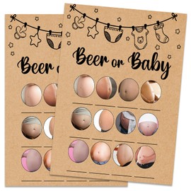 Baby Shower Game, Beer or Baby Game Cards, Baby Shower Party Games Supplies & Activities, Party Activities Ideas Supplies, Baby Shower Ideas, 30 Game Cards Included, Kraft