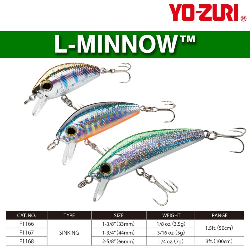 YO-ZURI F1168-YP-Yellow Perch Minnow L Minnow Small Lure 2.6 inches