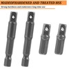 4PCS 1/4 Hex to 1/4" Impact Socket Adapter Set, Square