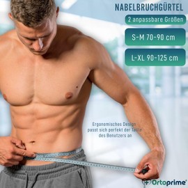 OrtoPrime Umbilical Hernia Bandage Men & Women - Abdominal Band for Umbilical Hernia - Adjustable Hernia Belt for Men - Post-Operative Abdominal Bandage (Size S/M 70-90 cm)