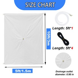 5 x 10ft Ceiling Leak Diverter with Hose and Grommets Heavy Duty Roof Leak Diverter White Leak Diverter Tarp with Hose Water Diverter Tarp for Roof Leak Fix