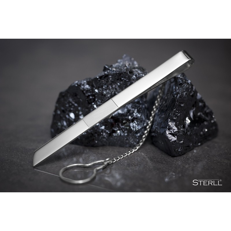 STERLL Mens Wedding Sterling Silver Shiny Matte Stripe Tie Clip