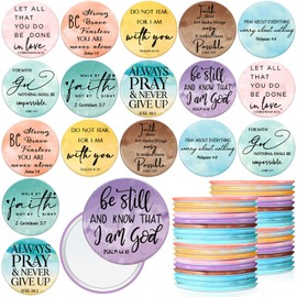 GlikCeil 54 Pcs Mini Christian Compact Mirror Bulk Inspirational Bible Verse Aesthetic Pocket Mirrors Portable Small Thank You Gift for Women Church Group Sunday School Students