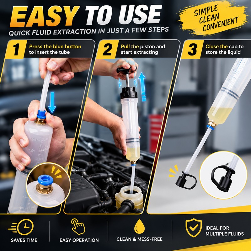 Automotive Fluid Extractor Syringe for Maintenance – Hand-Operated Oil &