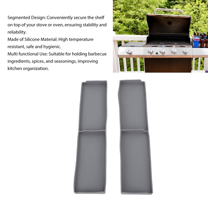 2PCS Stove Top Shelf Silicone Spice Rack Magnetic Back 2