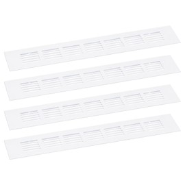 sourcing map Air Vents Cover, 4Pcs 300 x 50mm - Aluminum Alloy Mesh Air Return Vent Cover, Rectangle Louvered Ventilation Grille for Shoe Cabinet Wardrobe (White)