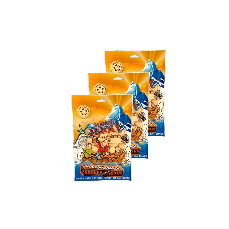 Cantina Star "Smoked Rings" Calamari Jerky, 80g, Pack of 3