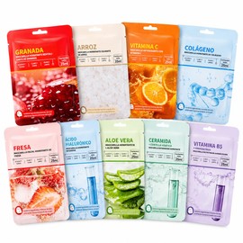 Mascarillas Faciales Coreanas Surtidas  Pack de 10 Piezas Hidratantes con Extractos Naturales  Skincare Coreano K-Beauty para Cuidado del Rostro      