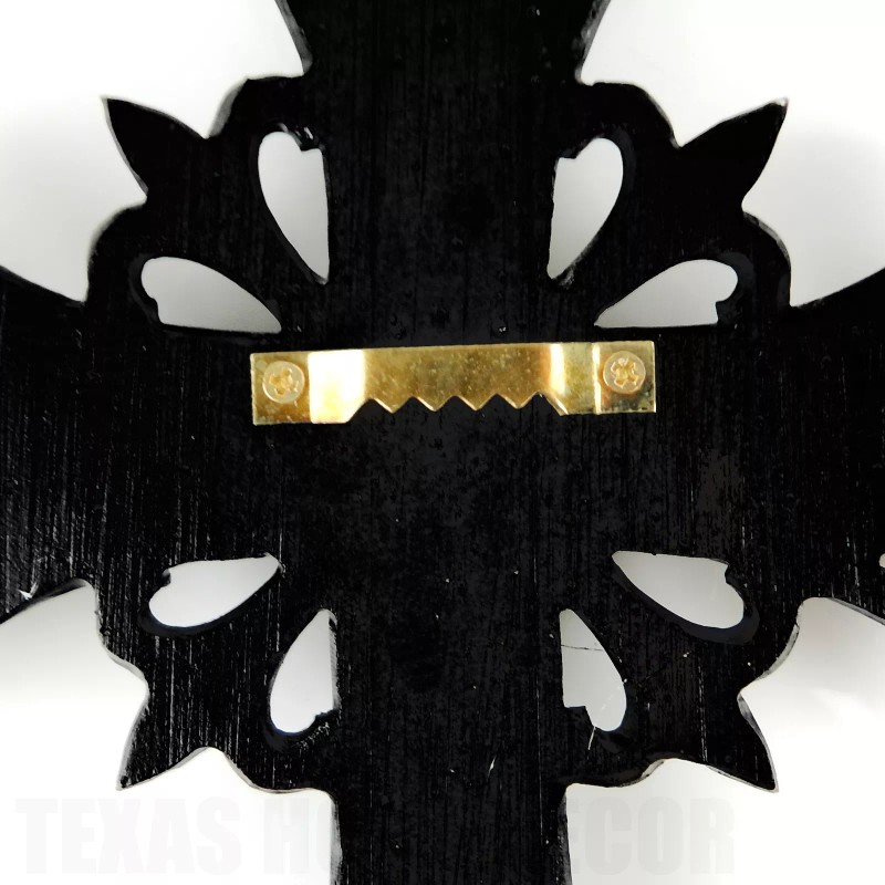 Turquoise Fleur De lis Decorative Wall Cross Rhinestones Studs Rustic