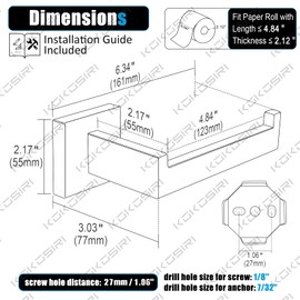 KOKOSIRI Black Toilet Paper Holders Bathroom Toilet Paper Roll Holder SUS304 Stainless Steel Contemporary Wall Mounted, 2 Pack, B2003BK-P2