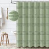 Dynamene Sage Green Fabric Shower Curtain, Tufted Chenille Striped Textured