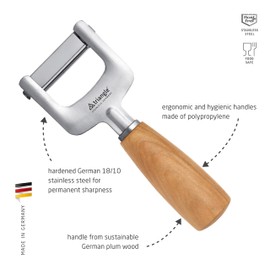 Triangle Julienne Cutter Mood - Ultra-Sharp Stainless Steel - Cherry Wood Handle - Cuts Firm Vegetables for Veggie Noodles, Salads & More - Dishwasher Safe