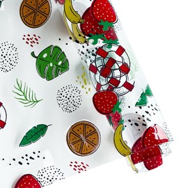 ONEART | Mixed Fruit Clear Printed PVC Fabric 12" x 48" Transparent Fruit Series Vinyl Leather for Earrings, Bags, Keychains