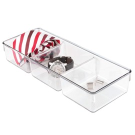 InterDesign Linus Dresser and Vanity Drawer Organizer, 13-inch by 5-inch by 2.25-inch, Clear