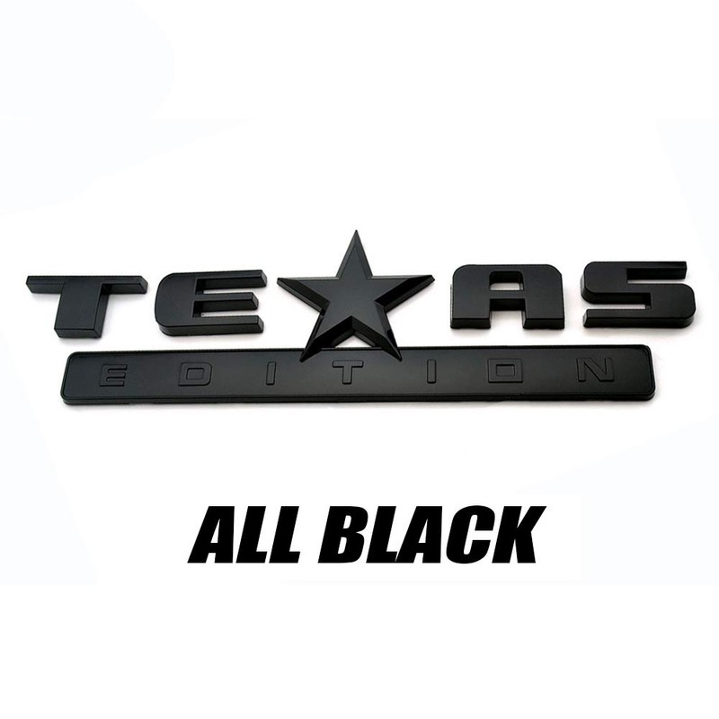 2 Count All Black 3D Texas Edition Emblem compatible with