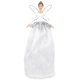 Gisela Graham White/silver tree top fairy large