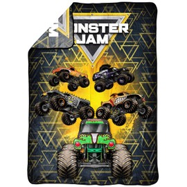 Jay Franco Monster Jam MJ Life Blanket - Measures 62 x 90 inches, Kids Bedding Features Grave Digger - Fade Resistant Super Soft Fleece