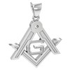 US Jewels Men's 925 Sterling Silver 35mm Masonic Pendant