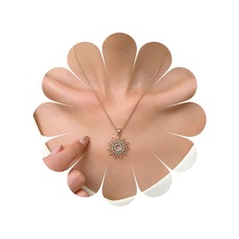 Allereya Vintage Crystal Sunburst Pendent Necklace Rhinestone Sunburst Necklace Gold Cz Sun Choker Necklace Hollow Sun Necklace Jewelry for Women and Girls