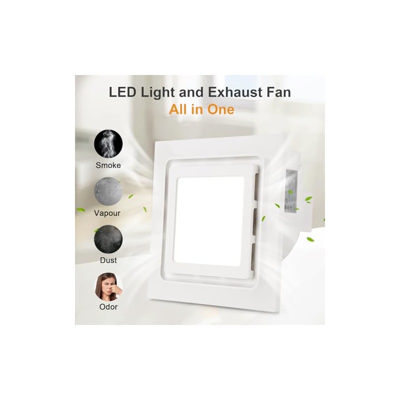 10" Ultra Quiet Bathroom Exhaust Fan with 6500K LED Light,