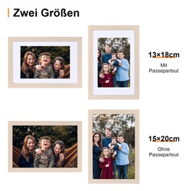 Spotjoy Picture Frame 15 x 20 cm Wooden Frame Poster Frame with Mounts MDF Frame Set of 2 Wood