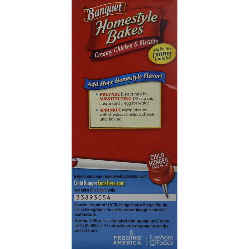 Banquet, Homestyle Bakes, Creamy Chicken & Biscuits, 28.10oz Box (Pack