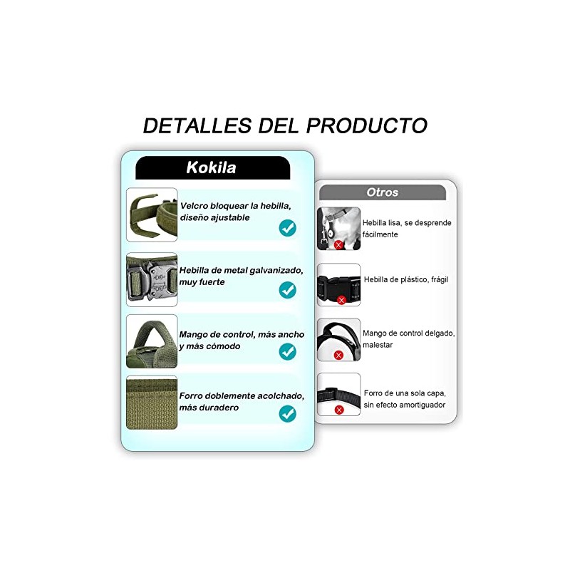 Kokila Collares Tácticos para Perro Ajustable, Mediano, Verde, M