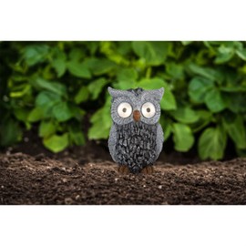 Solar Lamp for Outdoor Decoration with LED, Garden Decoration, Solar Modern Stone Look, Solar Light, Garden Figure Owl, Outdoor Lamp, Standing Grey, Height 19 cm
