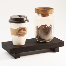 Greatseas Bathroom Sink Organizer Countertop, Bamboo Pedestal Stand Riser for Bathroom Decor, Wooden Dish Soap Holder Tray for Bathroom Accessories, Modern Bathroom Organizer, Brown 8.7" x 3.5" x 1.6"