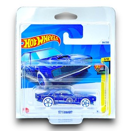 Hot Wheels '67 Camaro (Blue & White) 3/10 HW Art Cars - 2024-84/250 (Short Card) - COMES IN A GENUINE KLAS CAR KEEPER PROTECTOR CASE - HTB74