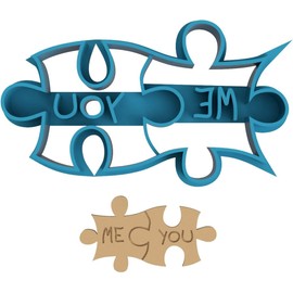 You & Me Puzzle Pieces Cookie Cutter - Puzzle Game Night Valentine Love Together (0048) (4 Inch)