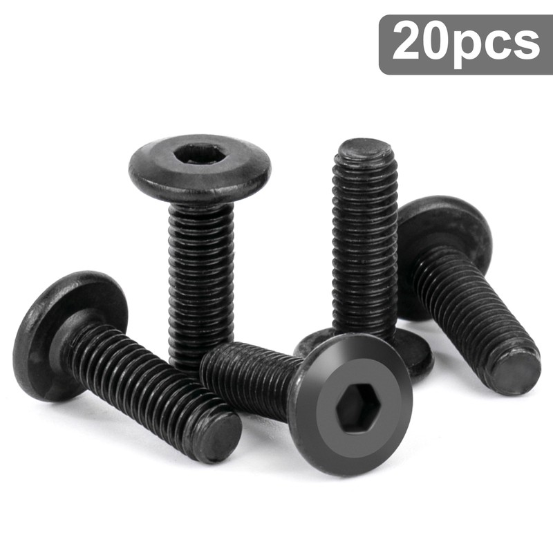 Tunejoy Flat Head Screws Black M5 x 16 mm Flat