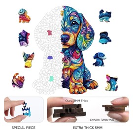 Golden Retriever Puppy Wooden Puzzles for Adults 500 Pieces,Unique Shaped Liberty Wooden Jigsaw Puzzles,Best Gifts for Puzzle Lovers and Famliy Games,19.3x14.47Inches