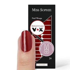 Miss Sophie Nagelfolie - Paris Je T'aime - Einfarbig, Rot, Nail Wraps - 24 ultra-dünne selbstklebende langanhaltende Nagelfolien