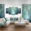 Designart Fall Forest Path with Green Light-Landscape Photo Canvas Print-60x32