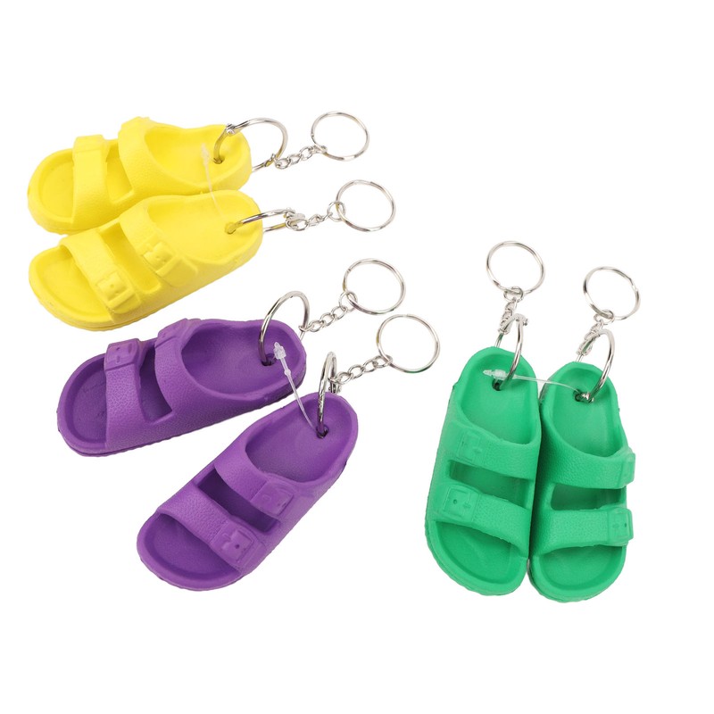 3 Pairs Slipper Keychain Silicone Multifunctional Key Chain Key Ring