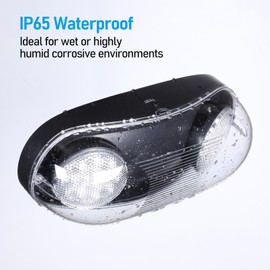 LEONLITE LED Emergency Lighting, Wet Location Emergency Light with Battery Backup, Commercial Exit Lights for Business, 2 Adjustable Heads, UL &FCC Listed, 120/277V, IP65 Waterproof, Black, Pack of 4