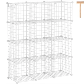 C&AHOME Wire Cube Storage, 12-Cube Storage Organizer Metal, C Grids Storage Bins Shelving, Modular Bookshelf Shelf, Closet Cabinet Ideal for Bedroom, Office 36.6”L x 12.4”W 48.4”H White