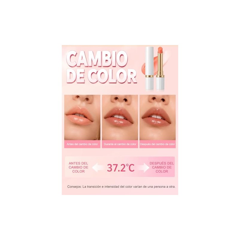 Erinde Bálsamo Labial PH que Cambia de Color, Brillo Labial