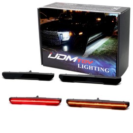 iJDMTOY Dark Smoked Lens Amber/Red Full LED Wheel-Well Fender Side Marker Light Kit Compatible With GMC 2020-up Sierra 2500 3500 HD, 23-up Canyon, Powered by 180-SMD LED, Replace OEM Sidemarkers