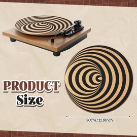 Briwooody Cork Turntable Mat/3mm Thick for Better Sound Support on 11.8 Inches Vinyl LP Record Player Turntable Slipmat Psychedelic Geometric for Vinyl Record(Spiral Art)