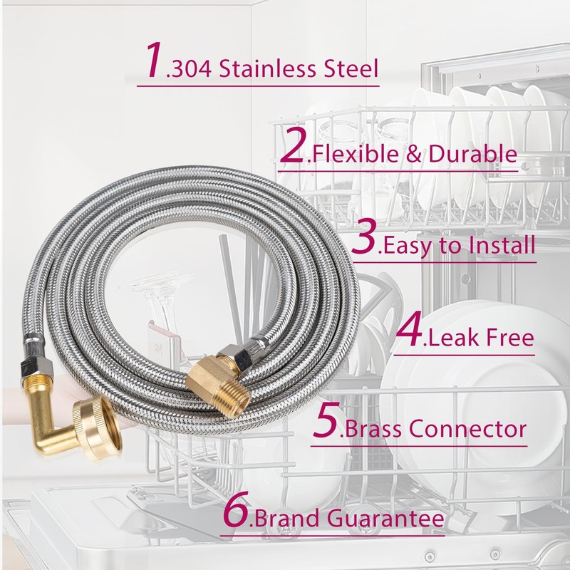 Dishwasher Installation Kit, 3/8 Inch Compression, 3/8 Inch MIP Elbow,