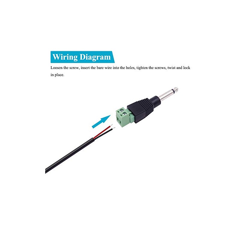 3-Pack 6.35mm 1/4" Mono Plug TS 6.35mm Male Solderless Terminal