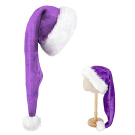 Extra Long Santa Hat Christmas Hats for Kids and Adults,Plus Long Xmas Hat,Unisex Classic Velvet Xmas Holiday Hat,Thicken Luxury Plush Santa Hats Santa Claus Hats for Christmas New Year Party Supplies