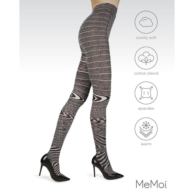MeMoi Wild Side Cotton Sweater Tights Black Medium/Large