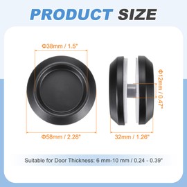 PATIKIL Round Sliding Glass Door Handle, 304 Stainless Steel Back-to-Back Bathroom Door Handles Pull Knob 2.3" OD with Screw for Shower Balcony Office Sliding Doors, Black