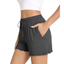 WiWi Pajama Shorts for Women - Viscose Made from Bamboo Soft Sleep Shorts Casual Pj Bottoms S-XXL, Iron Grey, XX-Large