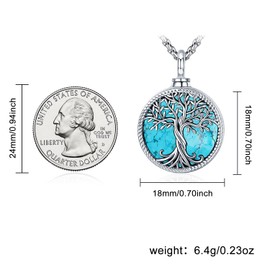Odinstone Tree of Life Urn Pendant, Women's Tree of Life Necklace, Ash Necklace Pendant for Women with Abalone Bowl, Ash Jewellery to Fill with Filling Set, Sterling Silver
