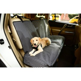 Rolmih Back Seat Safety Cover Black Mess Free Car Pet ProtectorColor: Navy Blue And White Stripe1
